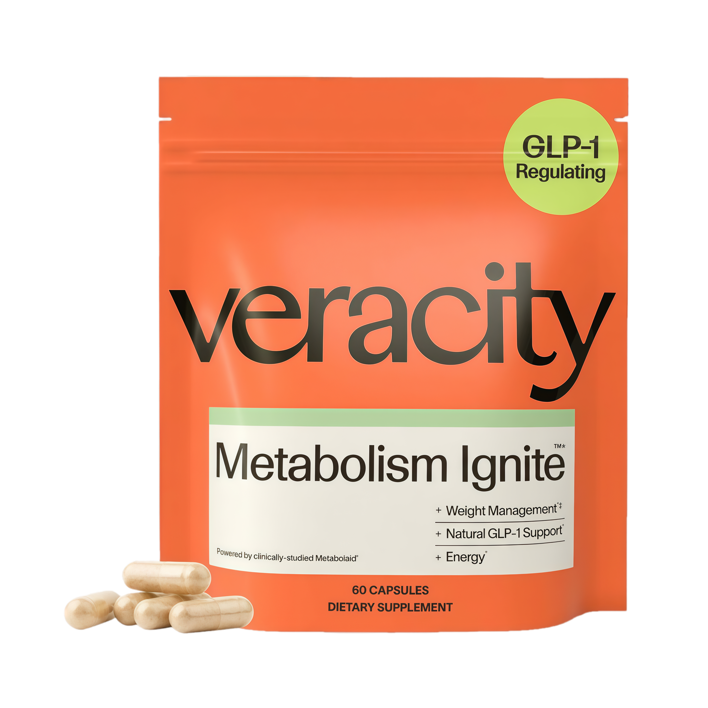 Veracity Metabolism Ignite - Boosts GLP-1 to Reduce Appetite and Cravings for Clinically Proven Weight Loss - Natural GLP-1 & Metabolic Support Supplement - Burns Fat - Side Effect Free - 30 Serving
