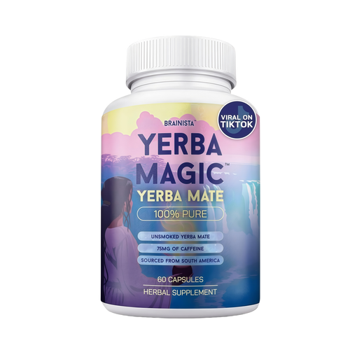 Yerba Mate Capsules, Pure Yerba Mate Extract Capsules, 75mg Natural Caffeine, Coffee Alternative, Clean Energy, No Fillers, Unsmoked South American Herbal Supplement, Magic Mind, 60 Capsules