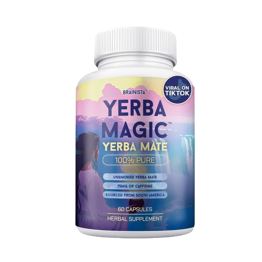 Yerba Mate Capsules, Pure Yerba Mate Extract Capsules, 75mg Natural Caffeine, Coffee Alternative, Clean Energy, No Fillers, Unsmoked South American Herbal Supplement, Magic Mind, 60 Capsules
