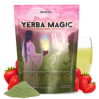 Yerba Magic – Yerba Mate Tea Instant Powder Super Drink with Nootropics, Prebiotics & Probiotics – Clean Energy, Mental Clarity & Gut Wellness | Low Sugar, Natural Caffeine – 30 Servings