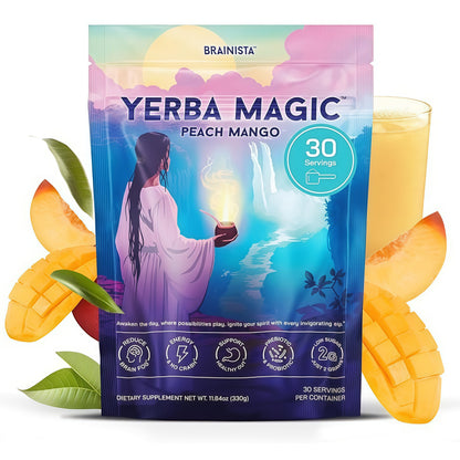 Yerba Magic – Yerba Mate Tea Instant Powder Super Drink with Nootropics, Prebiotics & Probiotics – Clean Energy, Mental Clarity & Gut Wellness | Low Sugar, Natural Caffeine – 30 Servings